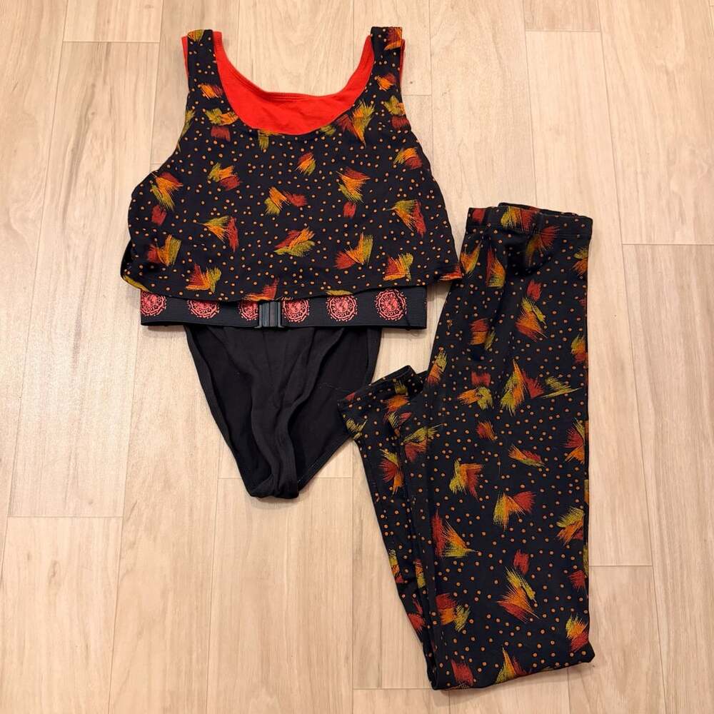 Vintage 80s The Body Co 2 Piece Bodysuit Leggings Set Size M